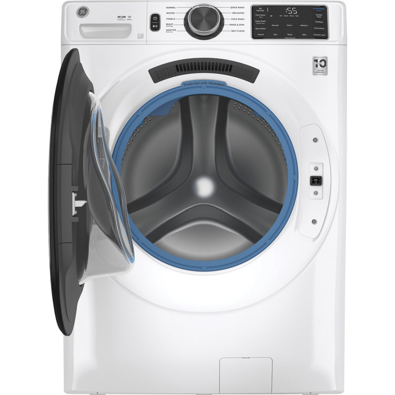 GE Appliances 5.5 Cu. Pi. Laveuse à chargement frontal, Blanc