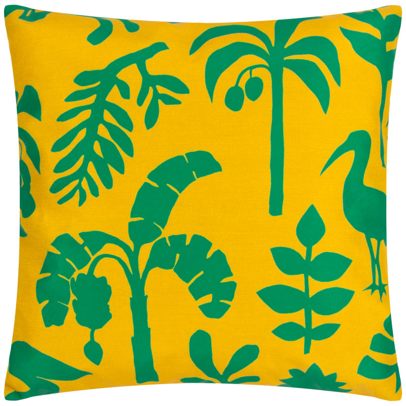 Marula Indoor / Outdoor Floral Square Throw Cushion, Teal