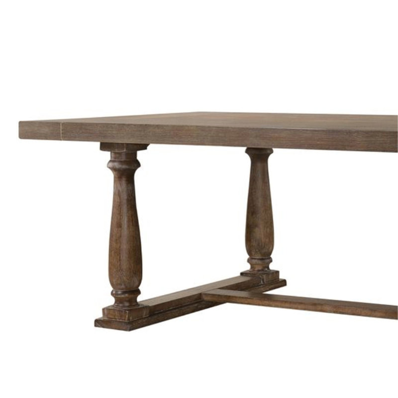 Charming Rustic Dining Table With Sturdy Construction And Classic Design, Oak