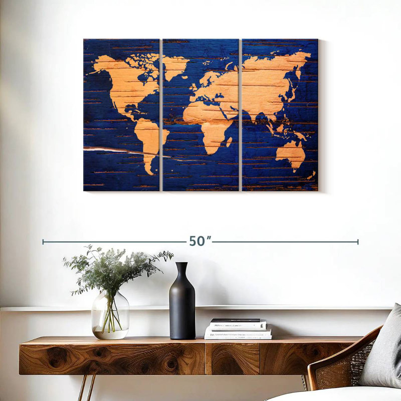  «Birch Cork World Map», H 24 po x l 38 po