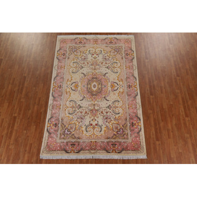 Tapis floral motif persan Tabriz noué à la main 7 x 10