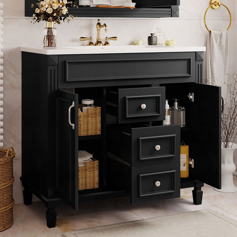 Meuble-lavabo simple, Noir