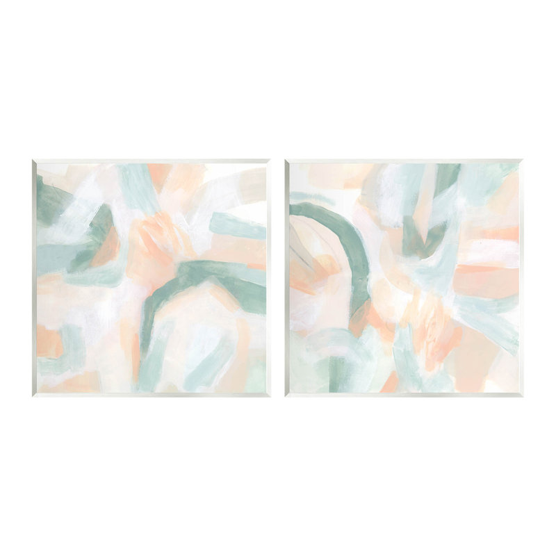 Contemporary Pastel Collage Abstract 12" x 12" MDF Wall Art Set