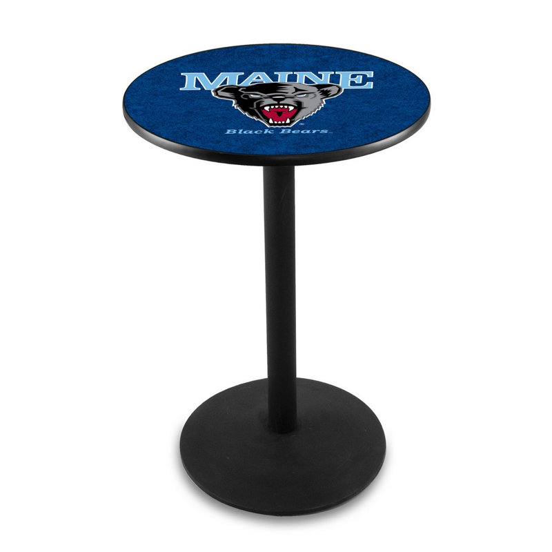 Round Metal Base Dining Table, Black Wrinkle, University of Maine
