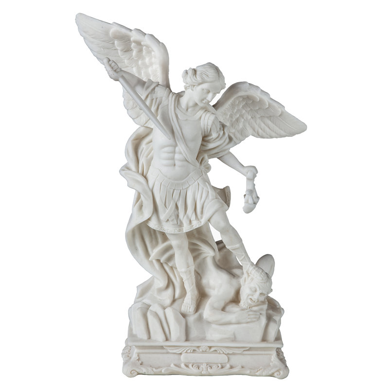 Figurine Saint-Michel l'Archange battant le diable, H 12 po x l 8 po x P 3,5 po