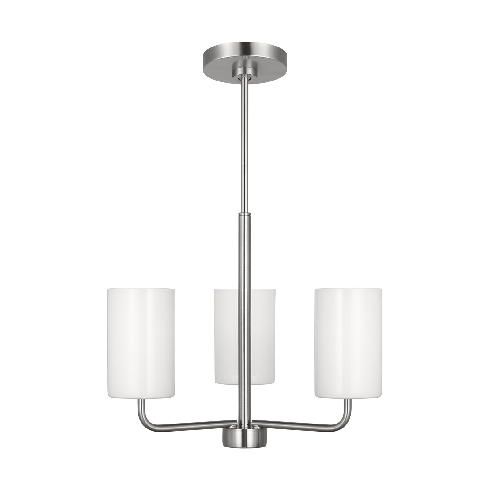 3 - Light Dimmable Shaded / Spider Chandelier, Brushed Steel, Yes