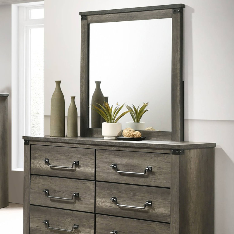 38.4"W Rustic Farmhouse Mirror, Rustic Gray
