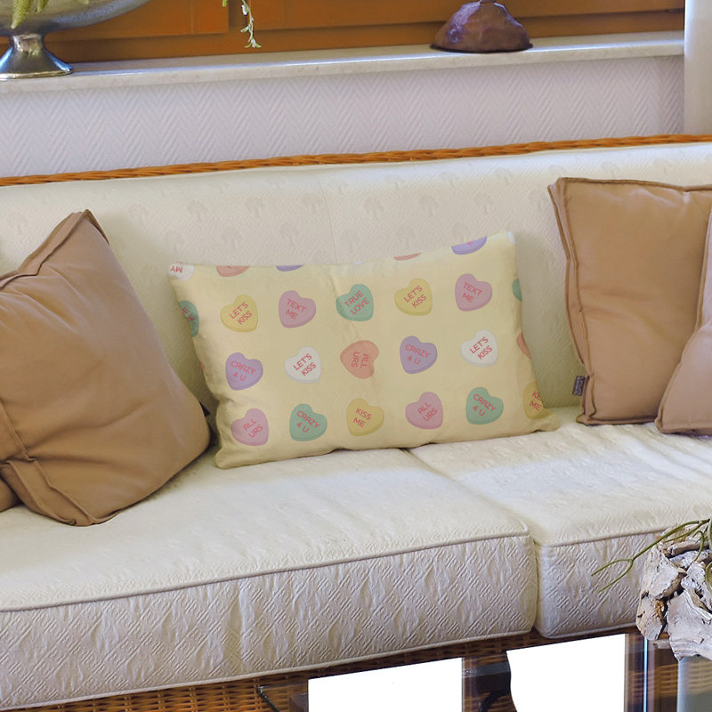 Coussin lombaire 14 po, Jaune / mauve / rouge