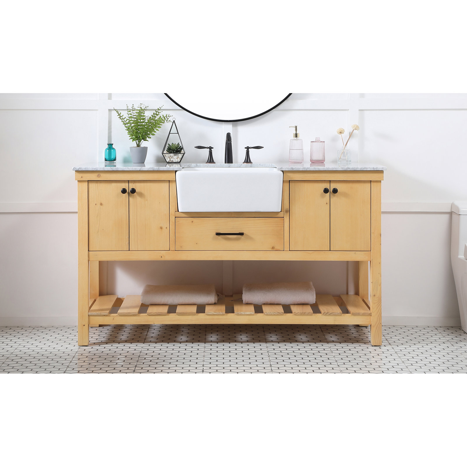 Pelaghia 60'' Single Bathroom Vanity, Natural Wood