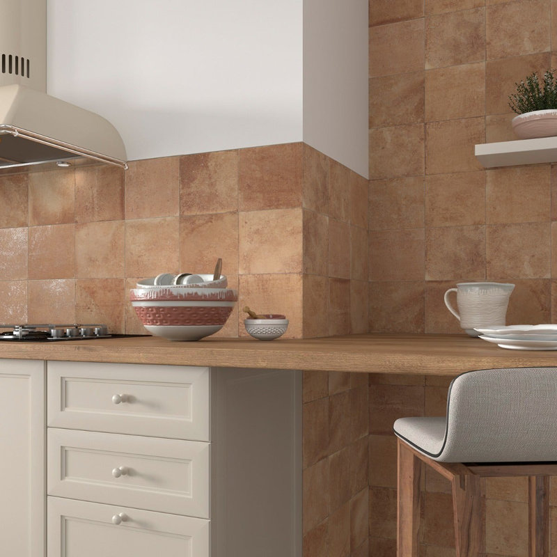 Angela Harris Mediterra 8x8 Matte Terracotta Porcelain Tile, Terracotta