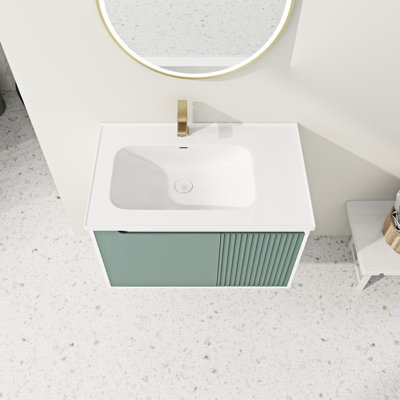 Meuble-lavabo simple 31,70 po avec plateau en céramique Lincheta