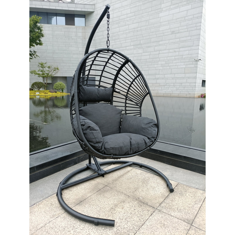 Balancelle en osier PE de haute qualité pour l'intérieur et l'extérieur avec coussin de couleur anthracite et base de couleur noire