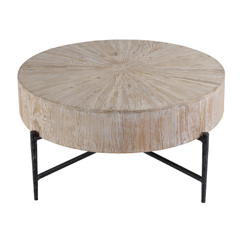 Table basse ronde en bois et fer de 38,5 po Akemi