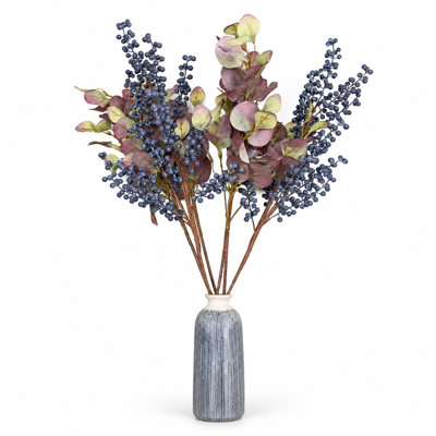 Tiges de baies artificielles 36 "avec feuilles d'eucalyptus, vaporisateur de fausses baies pour arrangements floraux maison