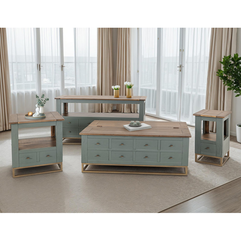 8 Drawers, Hinged Top Cocktail Table