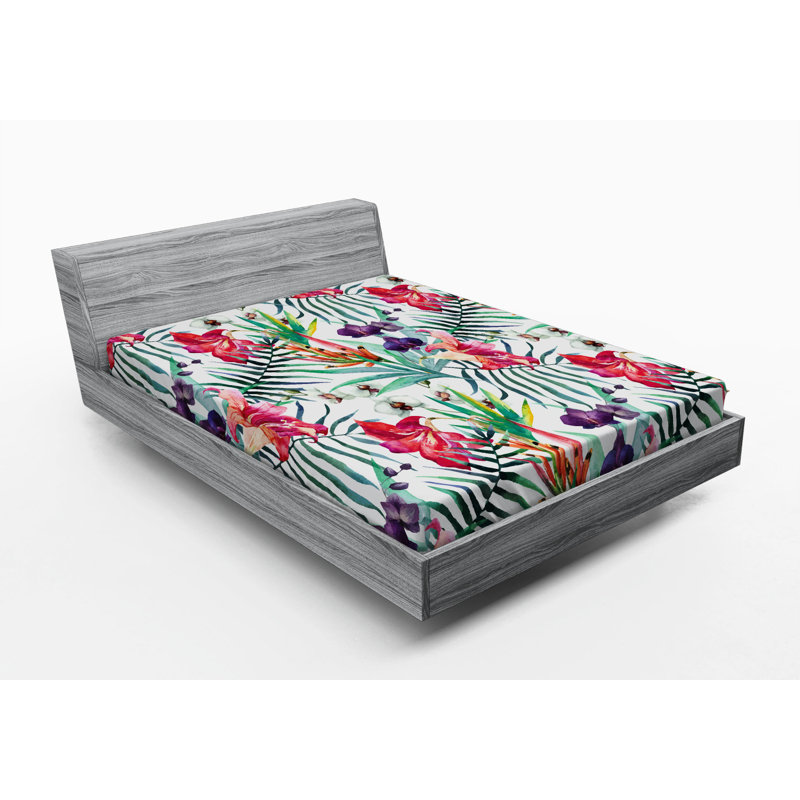 Microfiber Floral Fitted Sheet, Full Fitted Sheet