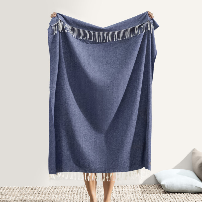 Italian Herringbone Throw Blanket, Charcoal