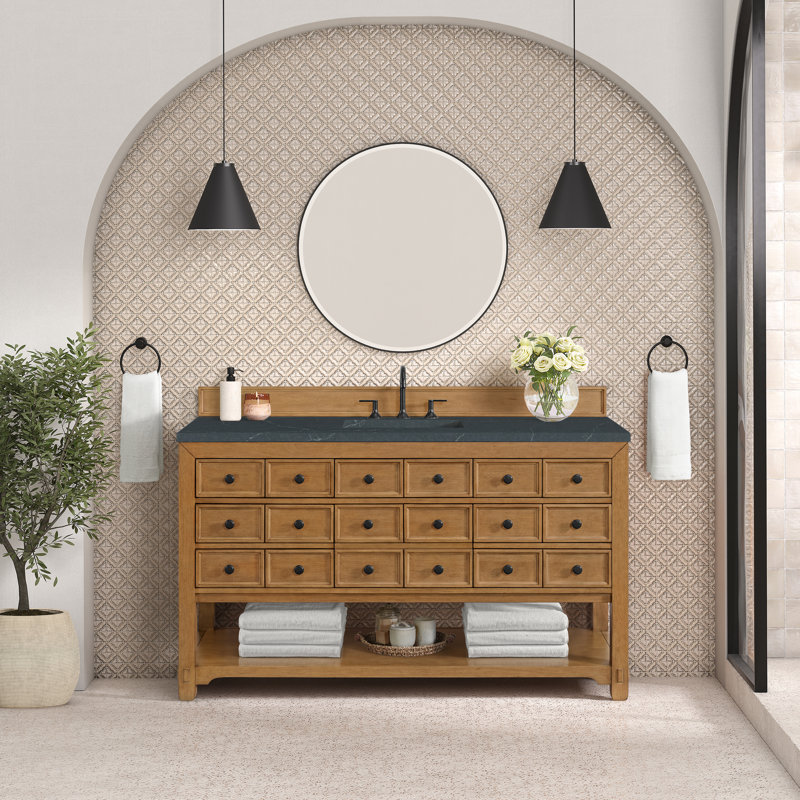 Malibu 60'' W Single Vanity, Charcoal Soapstone, Widespread