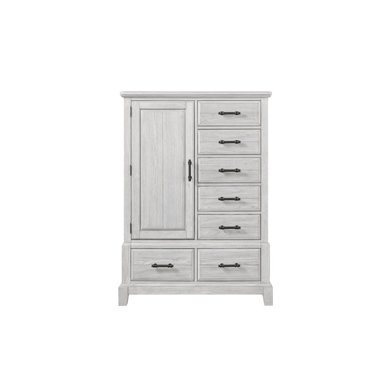 Commode pour homme en placage d'orme avec tiroirs et armoire Prciado, White