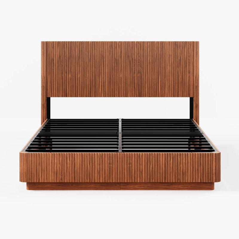 Base de lit moderne avec lumières DEL Kind Kind, Noyer
