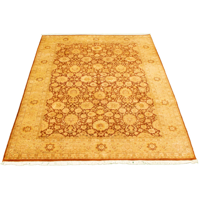 Tapis unique en laine noué à la main pako orange brûlé nouvel âge 6 pi 1 po x 9 pi New Age