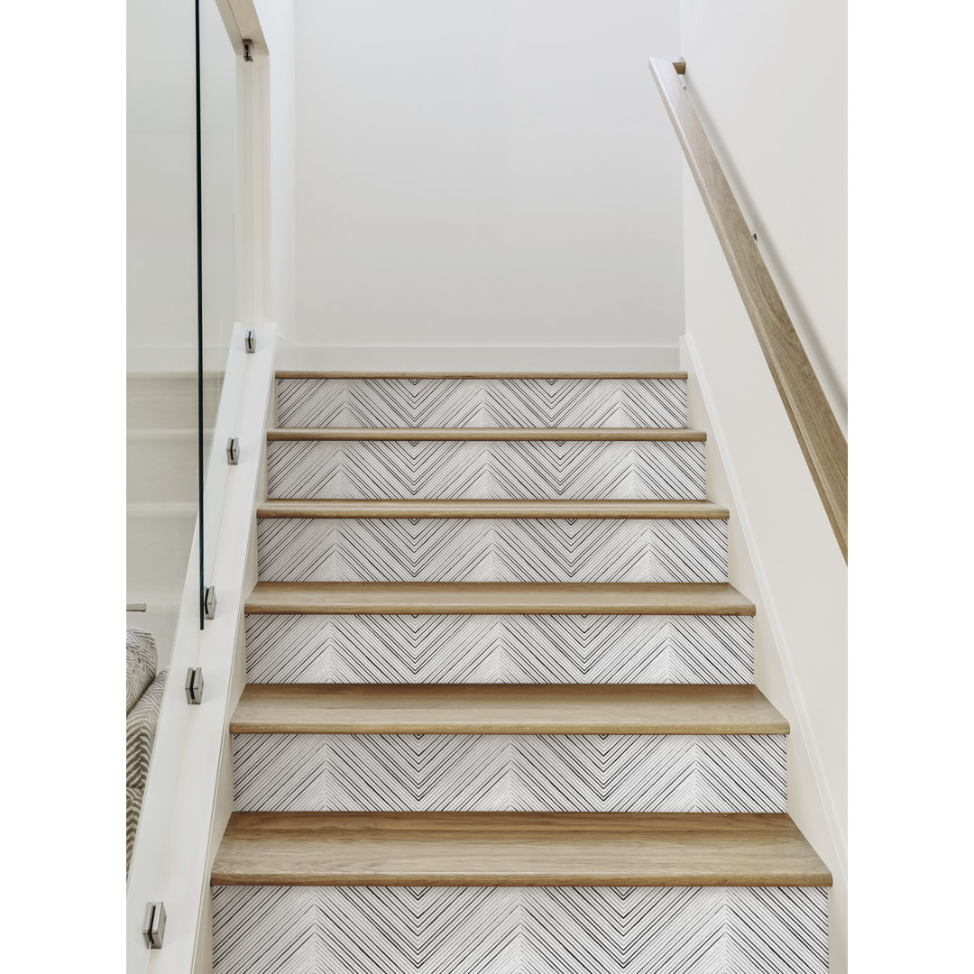 Chevron Lines Stair Riser Wall Decal (Set of 6) Latitude Run® 
