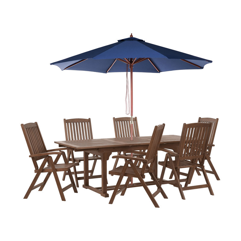Dewaine 6 - Person Patio Dining Set with Rectangular Table, Blue