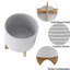 Pot de fleurs en céramique avec support en grès - pot décoratif texturé avec base en bambou - pot à fleurs surélevé intérieur / extérieur moderne-37322818