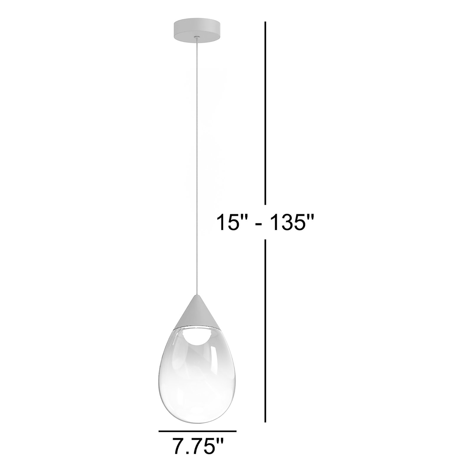 Alheidis Single Light Glass Dimmable LED Pendant, Matte Black, Smoke