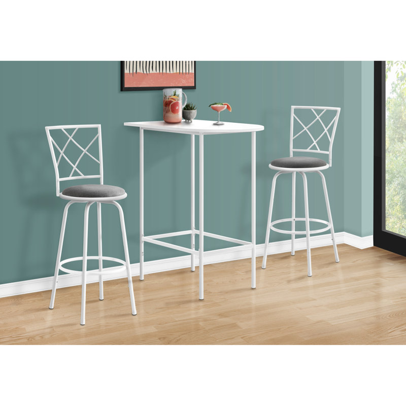 Modern 36" Rectangular Pub Table, White Laminate & Metal, For Small Homes Home Bar With Metal Frame, Contemporary