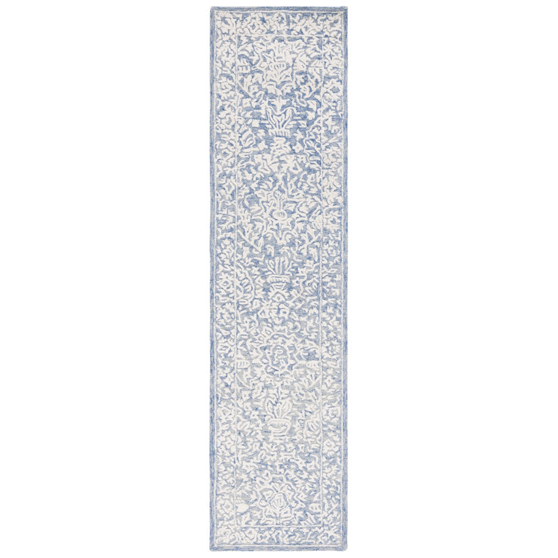 Tapis oriental en laine et coton touffeté à la main avec du latex Ebtisaam, Tapis de couloir 2 pi 3 po x 9 pi