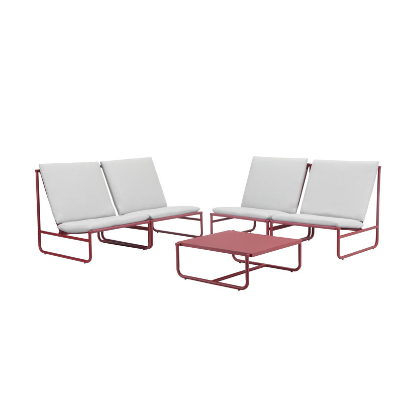 Sean 5 Piece Sofa Set, Red, Red