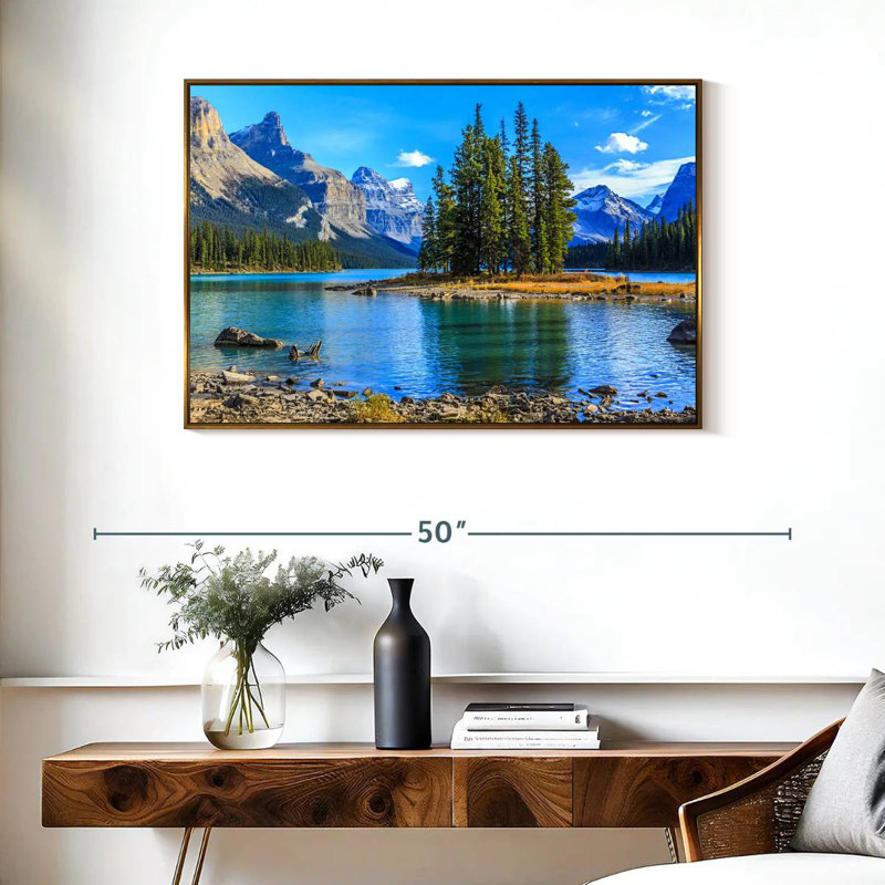 Lac Maligne, Cadre flottant doré, 37 po x 25 po