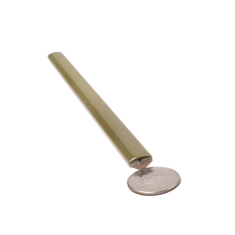 Silken 7.9'' L x 0.5'' W Ceramic Round Tile Trim, Olive Green