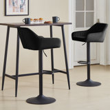 Height Adjustable Upholstered Velvet Bar Stools