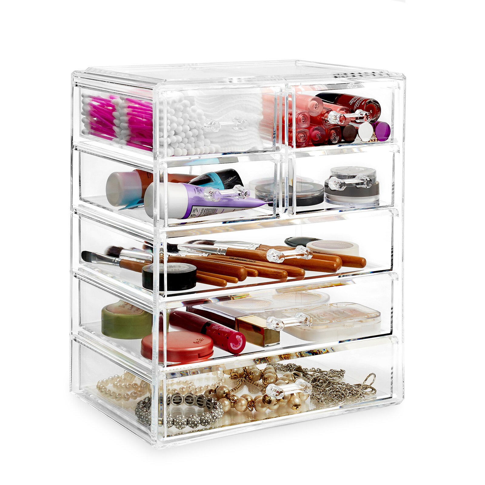 Rebrilliant 7-Drawer Acrylic Makeup and Jewelry Organizer Storage ...