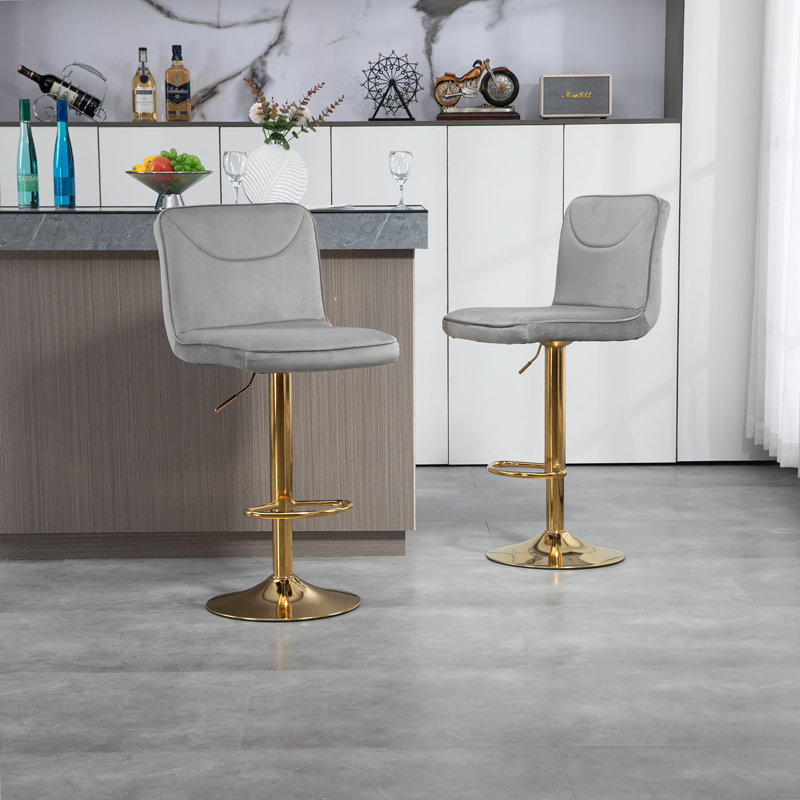 Tabouret de bar Bevelyn, Gris/doré