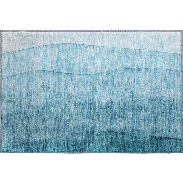 Premium Machine Washable Prisco Teal Rug