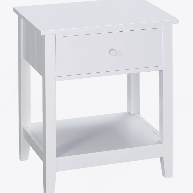 Table de bout, table d'appoint à 2 niveaux avec tiroir et tablette de rangement