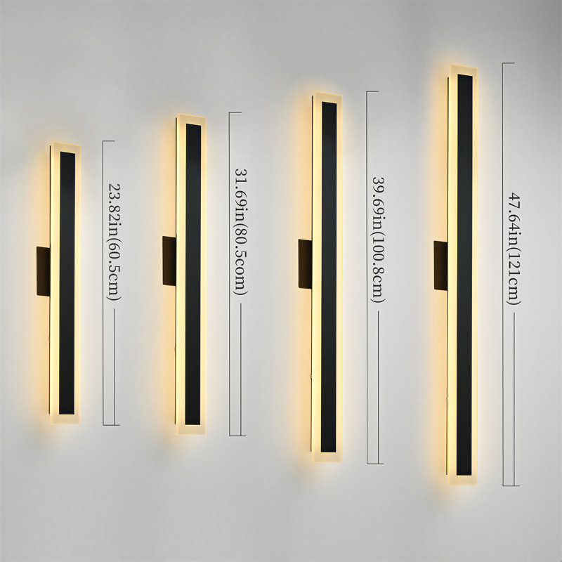 Estefanie 48" Acrylic LED Outdoor Porch Wall Lights for Patio Yard Garage 28W Dimmable 2700K, 47.64" H x 3.15" W x 1.73" D