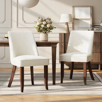 Chaise de salle à manger rembourrée moderne à haut dossier avec pieds en bois massif Parsons