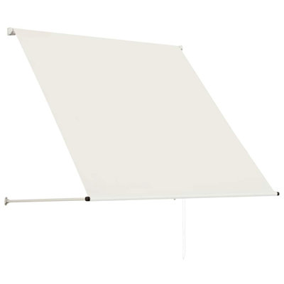 Awning Cream Steel Frame with 100 Percent Polyester Fabric PA Coated Weather Resistant Outdoor Shade