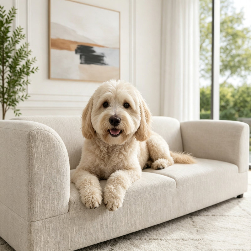 Canapé confortable surdimensionné pour chiens de taille moyenne / grande, Beige