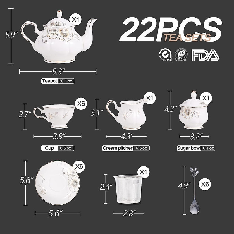 HIGEMZ 30.7oz. No Pattern Teapot Set