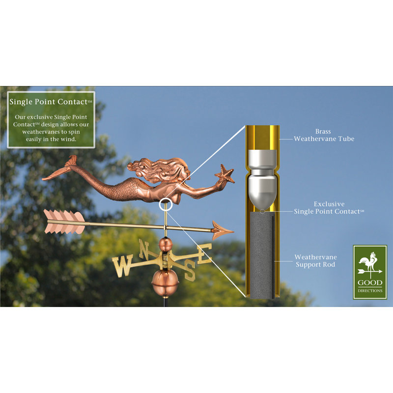 29'' H Metal Nautical & Beach Weathervane, Polished Copper