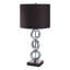 Ensemble de 2 lampes de table, abat-jour en tissu brun, 3 anneaux, métal argenté