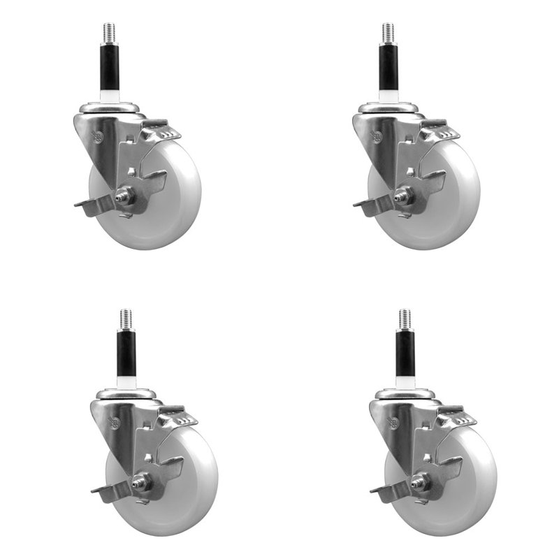 Ensemble de roulettes extensibles pivotantes en nylon avec frein SCC TLB 4 po x 7/8 po