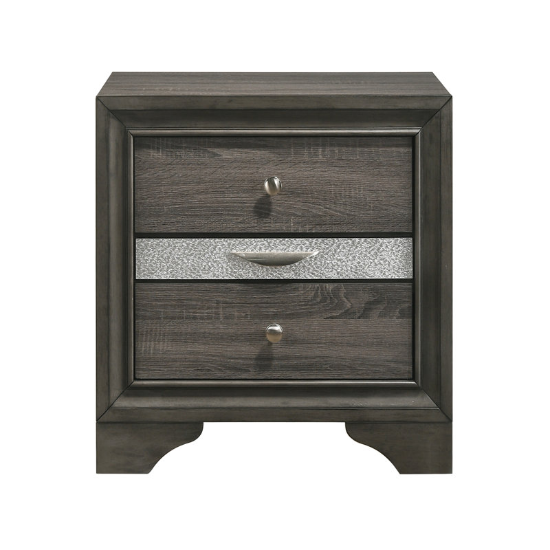 Grey 3-Drawer Nightstand