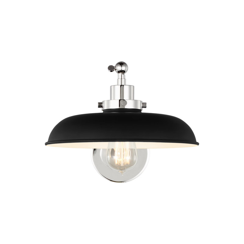 Wellfleet 1 - Light Armed Sconce, Midnight Black, Polished Nickel