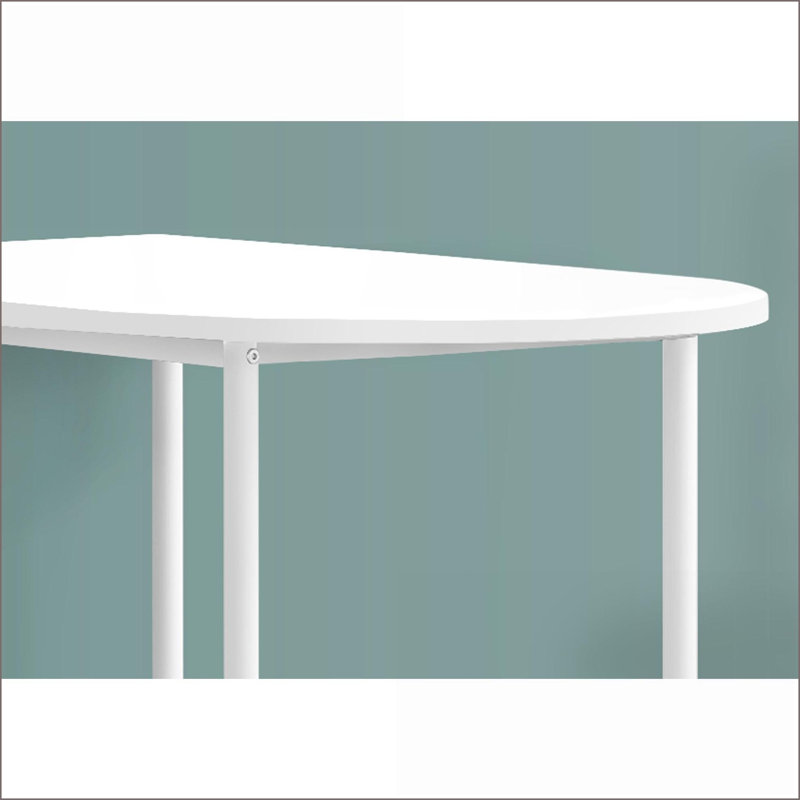 Stratifié blanc contemporain peu encombrant Table basse en métal - Bar rectangulaire de 36 po de hauteur pour les petites cuisines / appartements